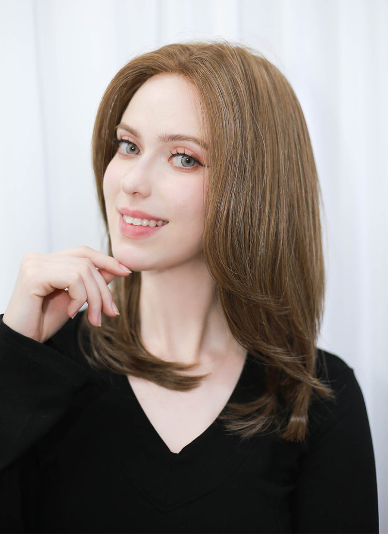 Brunette Straight Mono Top Lace Synthetic Wig MN009