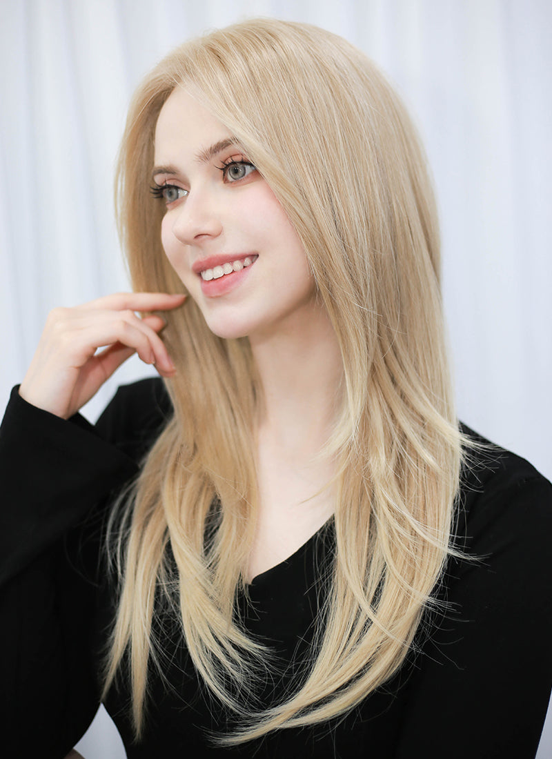 Blonde Straight Mono Top Lace Synthetic Wig MN010