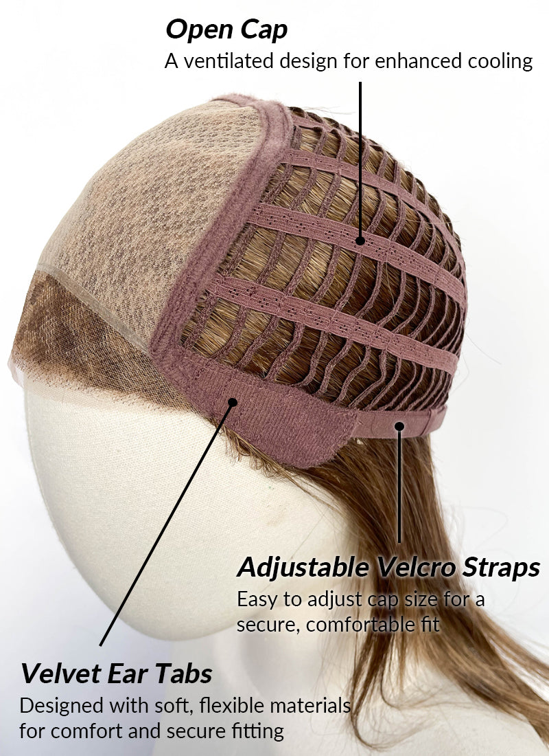 Brunette Straight Mono Top Lace Synthetic Wig MN009