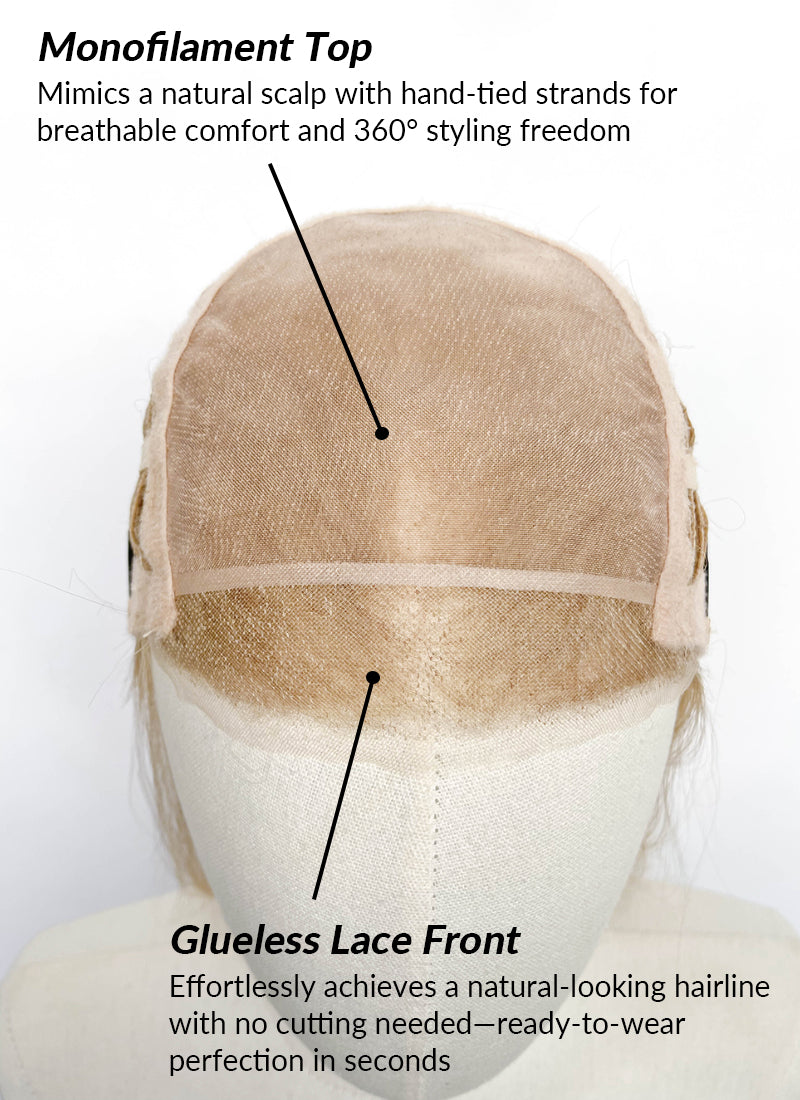 Blonde Straight Mono Top Lace Synthetic Wig MN010