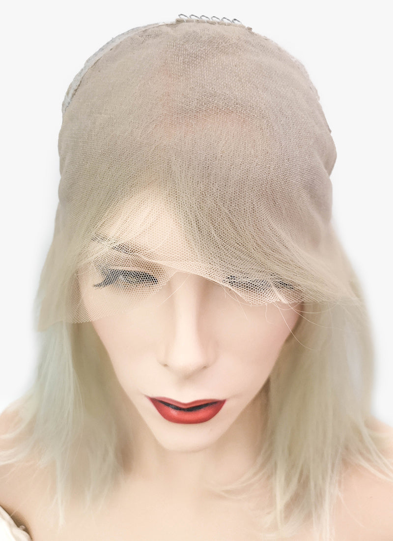 12" Medium Straight Classic Bob Ash Blonde Lace Front Brazilian Natural Hair Wig HH151 - wifhair