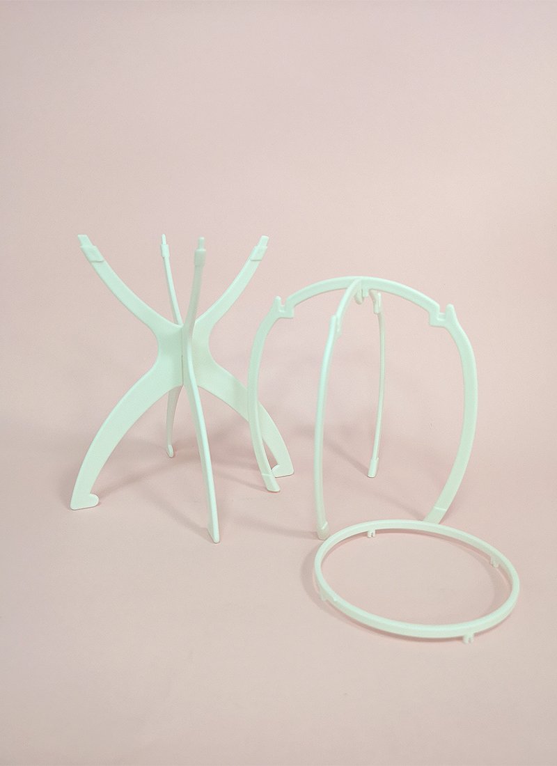 Collapsible White Plastic Wig Stand - wifhair