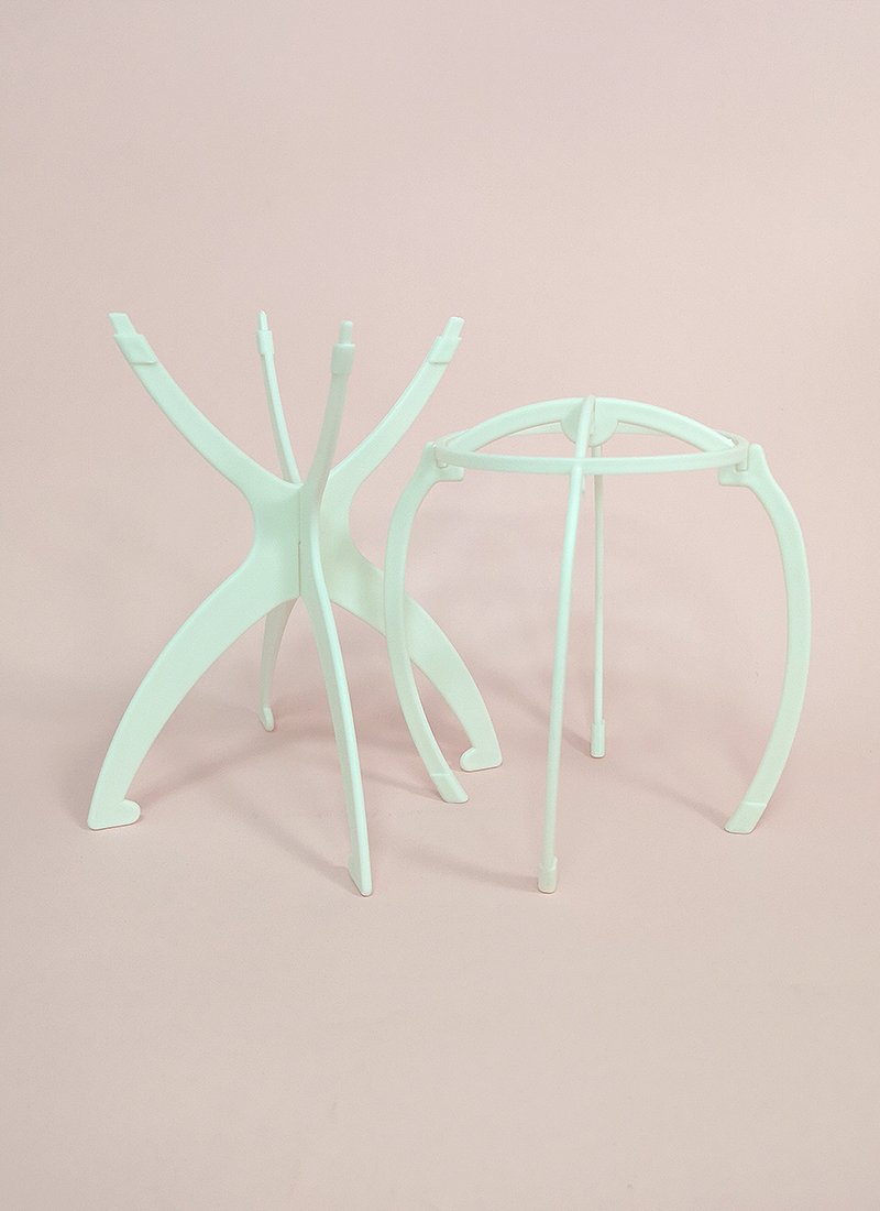 Collapsible White Plastic Wig Stand - wifhair