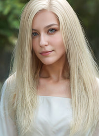 14" Long Straight Ash Blonde Lace Front Remy Natural Hair Wig HH140