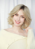 Blonde With Dark Roots Wavy Mono Top Lace Synthetic Wig MN003