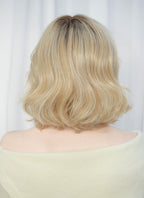 Blonde With Dark Roots Wavy Mono Top Lace Synthetic Wig MN003