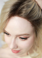 Blonde With Dark Roots Wavy Mono Top Lace Synthetic Wig MN003