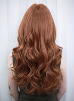 Auburn Wavy Mono Top Lace Synthetic Wig MN004