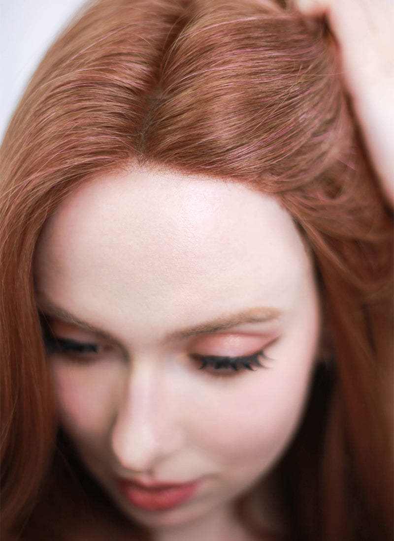 Auburn Wavy Mono Top Lace Synthetic Wig MN004