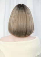 Balayage Blonde With Dark Roots Straight Mono Top Lace Synthetic Wig MN005