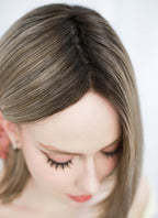 Balayage Blonde With Dark Roots Straight Mono Top Lace Synthetic Wig MN005