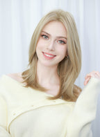 Mixed Blonde Straight Mono Top Lace Synthetic Wig MN006