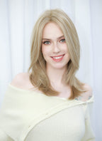 Mixed Blonde Straight Mono Top Lace Synthetic Wig MN006
