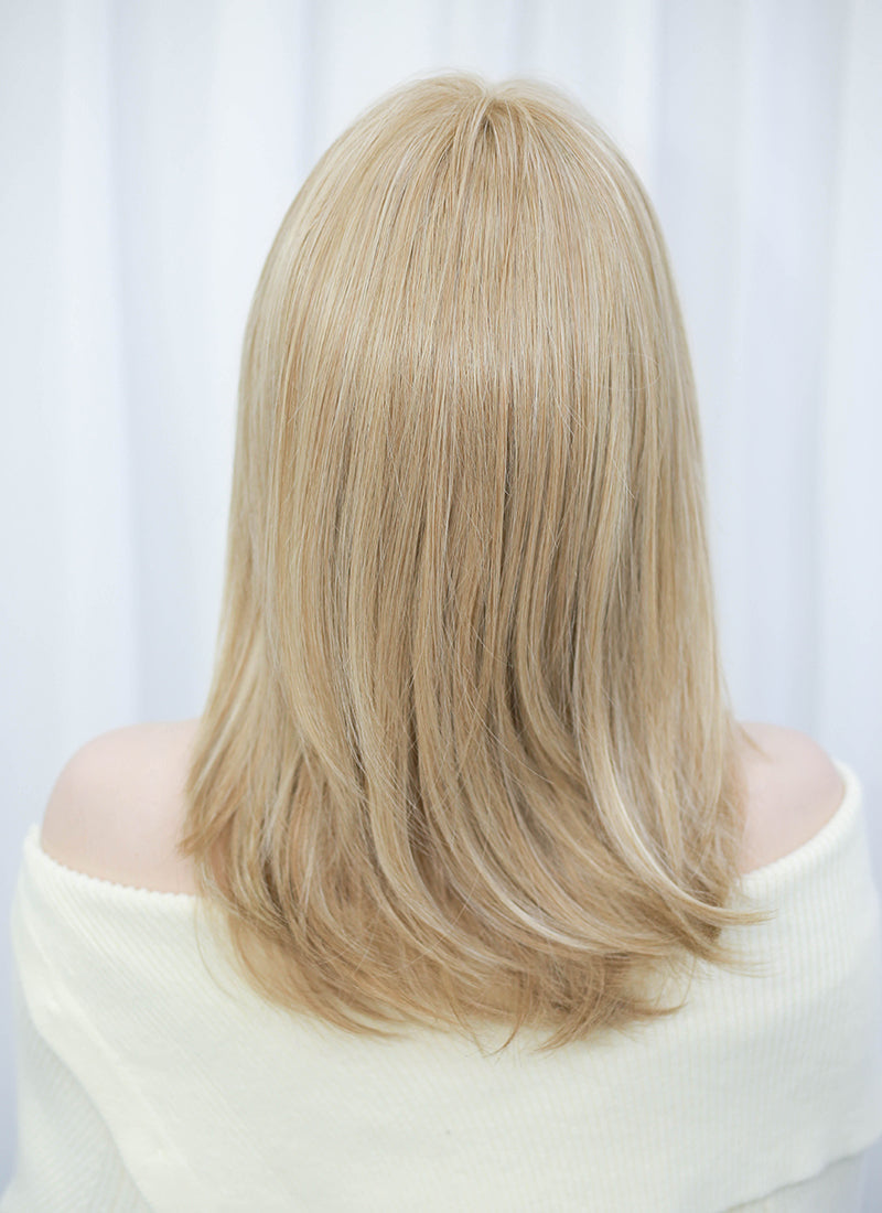 Mixed Blonde Straight Mono Top Lace Synthetic Wig MN006
