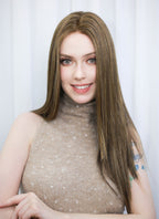 Brown Mixed Blonde Straight Mono Top Lace Synthetic Wig MN008