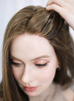 Brown Mixed Blonde Straight Mono Top Lace Synthetic Wig MN008