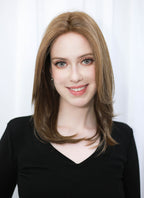 Brunette Straight Mono Top Lace Synthetic Wig MN009