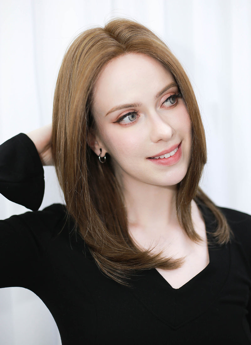 Brunette Straight Mono Top Lace Synthetic Wig MN009