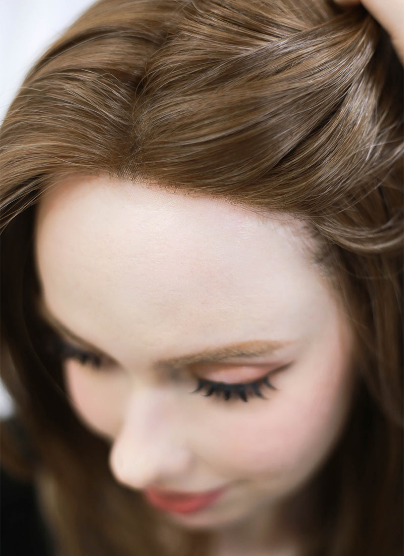 Brunette Straight Mono Top Lace Synthetic Wig MN009