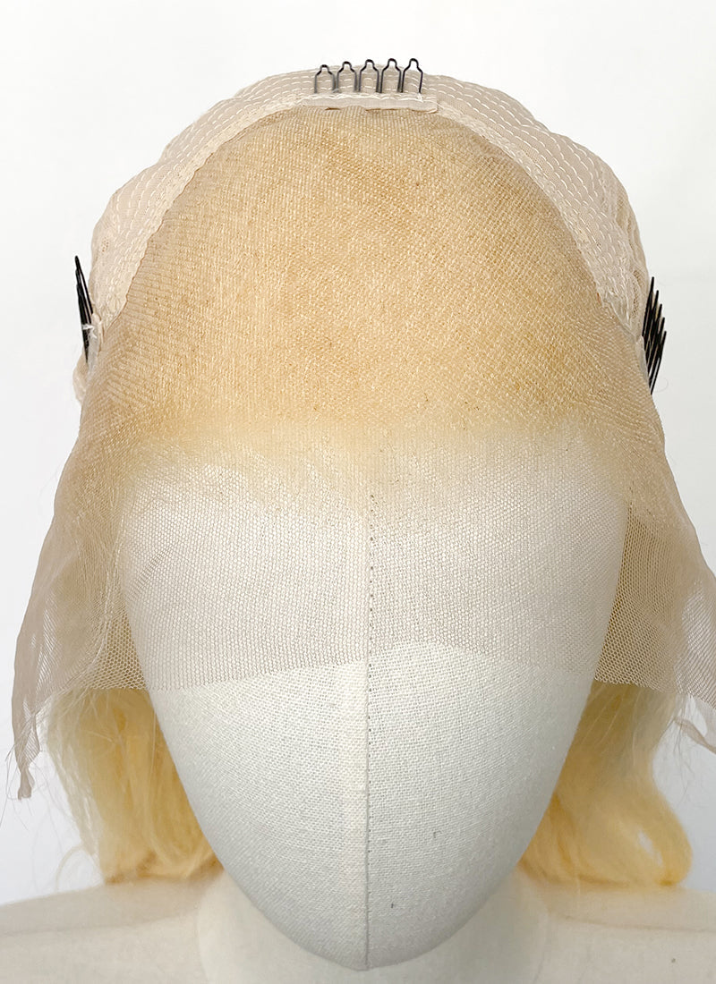 16" Medium Wavy Ash Blonde Lace Front Natural Hair Wig HHA014