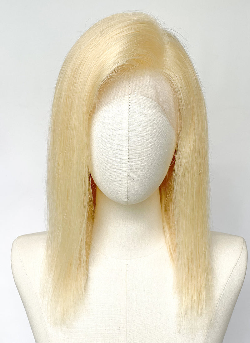 14" Long Straight Blonde Lace Front Remy Natural Hair Wig HH169