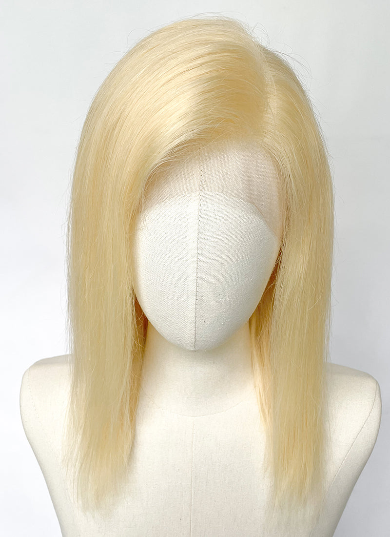 14" Medium Straight Blonde Lace Front Remy Natural Hair Wig HH169