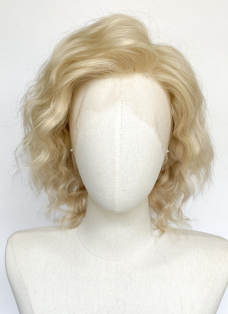 10" Medium Wavy Honey Blonde Lace Front Remy Natural Hair Wig HH205