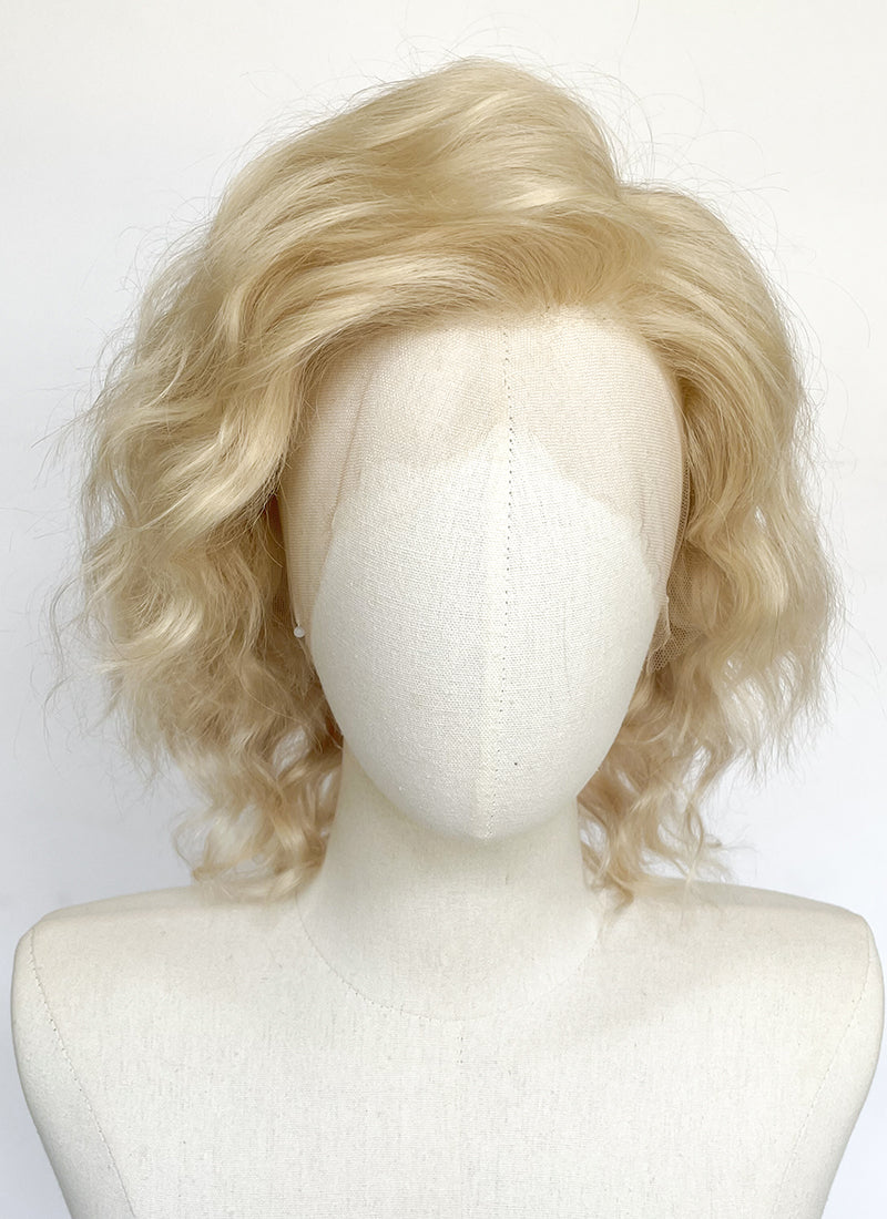 10" Medium Wavy Honey Blonde Lace Front Remy Natural Hair Wig HH205