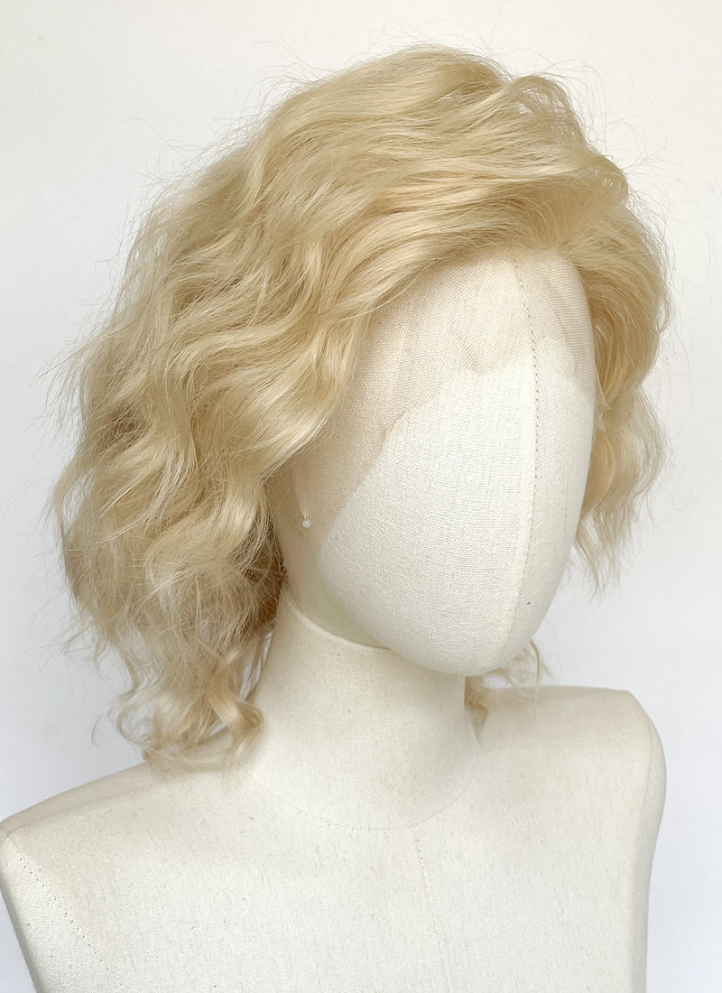 10" Medium Wavy Honey Blonde Lace Front Remy Natural Hair Wig HH205