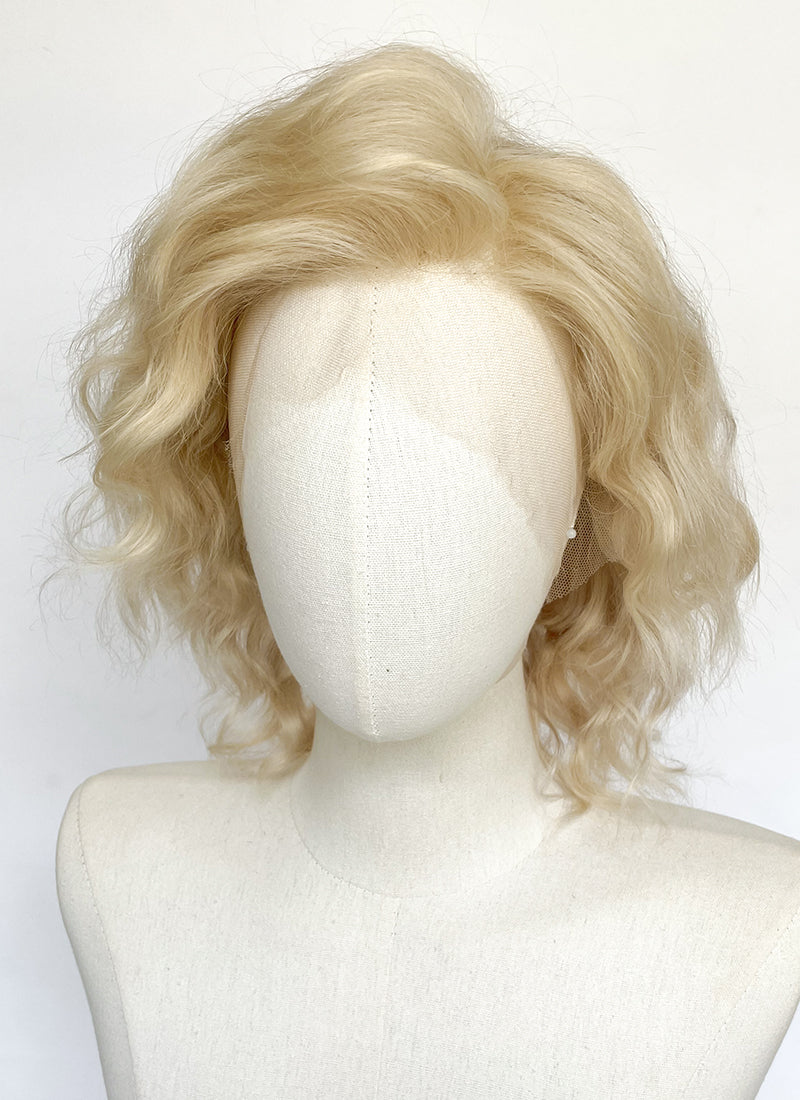 10" Medium Wavy Honey Blonde Lace Front Remy Natural Hair Wig HH205
