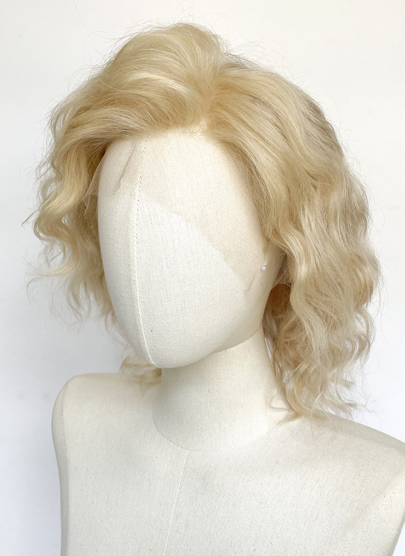 10" Medium Wavy Honey Blonde Lace Front Remy Natural Hair Wig HH205