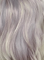 13" Medium Wavy Silver Gray & Lavender Blend with Brown Roots Lace Front Natural Hair Wig HHA001