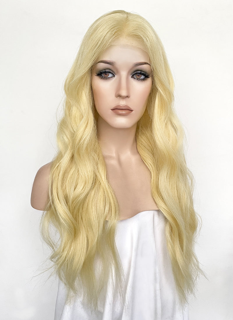 24" Long Wavy Blonde Lace Front Natural Hair Wig HHA003