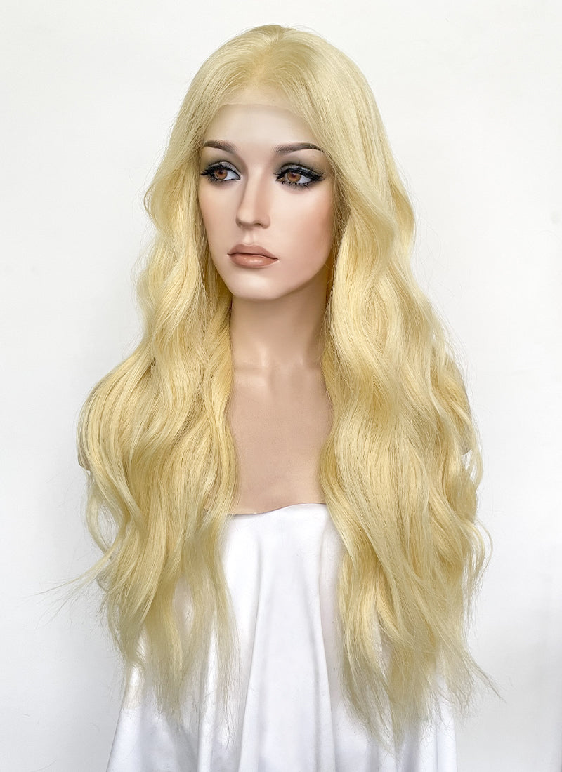 24" Long Wavy Blonde Lace Front Natural Hair Wig HHA003