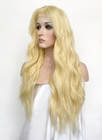 24" Long Wavy Blonde Lace Front Natural Hair Wig HHA003