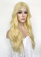 24" Long Wavy Blonde Lace Front Natural Hair Wig HHA003