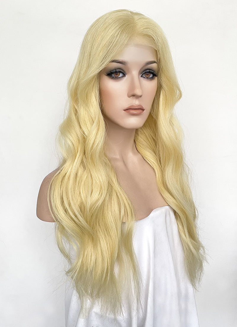 24" Long Wavy Blonde Lace Front Natural Hair Wig HHA003