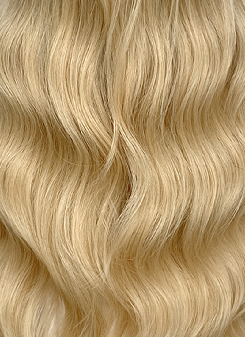 28" Long Wavy Blonde With Dark Roots Lace Front Natural Hair Wig HHA004