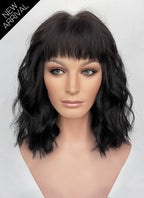 16" Medium Wavy Jet Black Lace Front Natural Hair Wig HHA005
