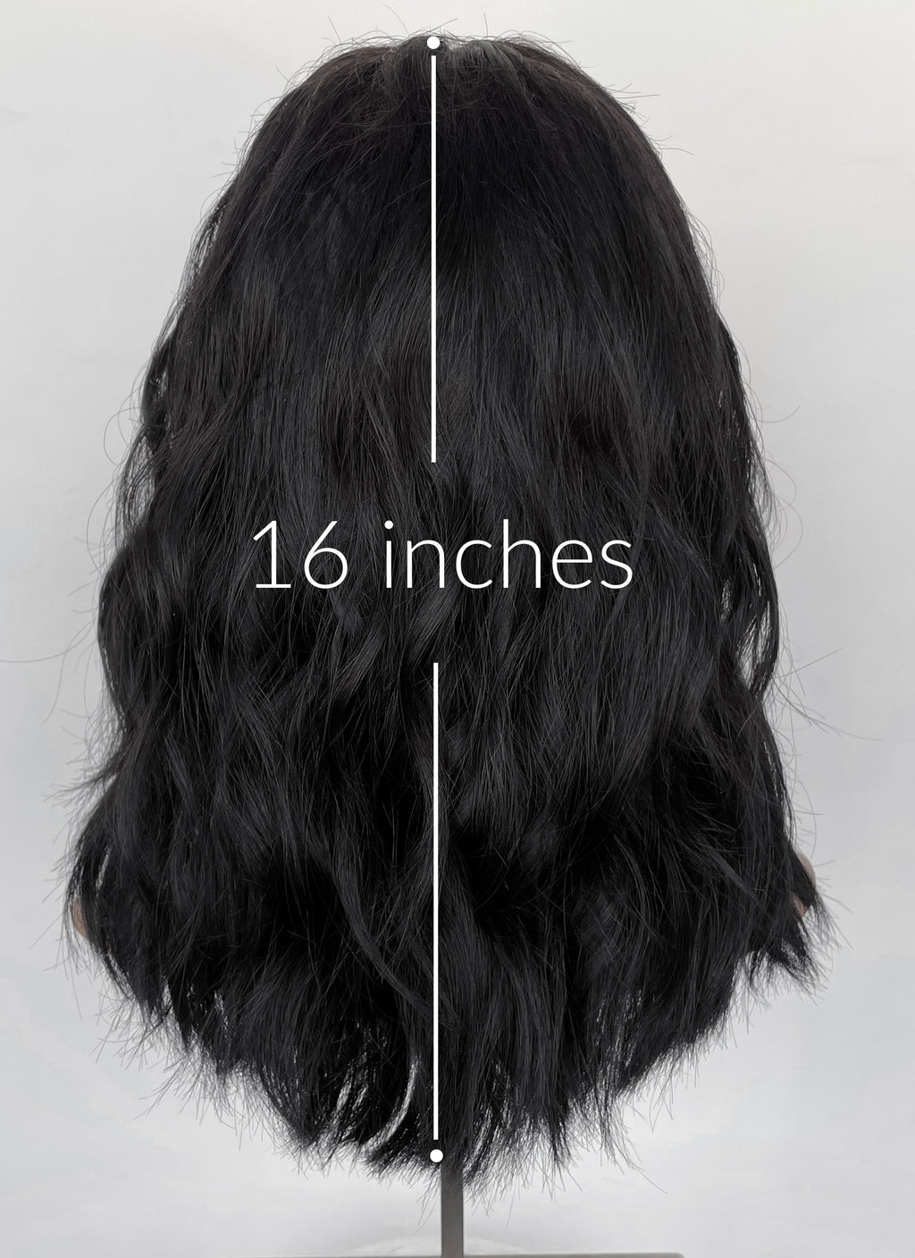 16" Medium Wavy Jet Black Lace Front Natural Hair Wig HHA005