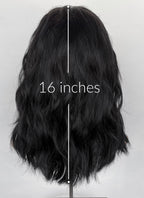 16" Medium Wavy Jet Black Lace Front Natural Hair Wig HHA005