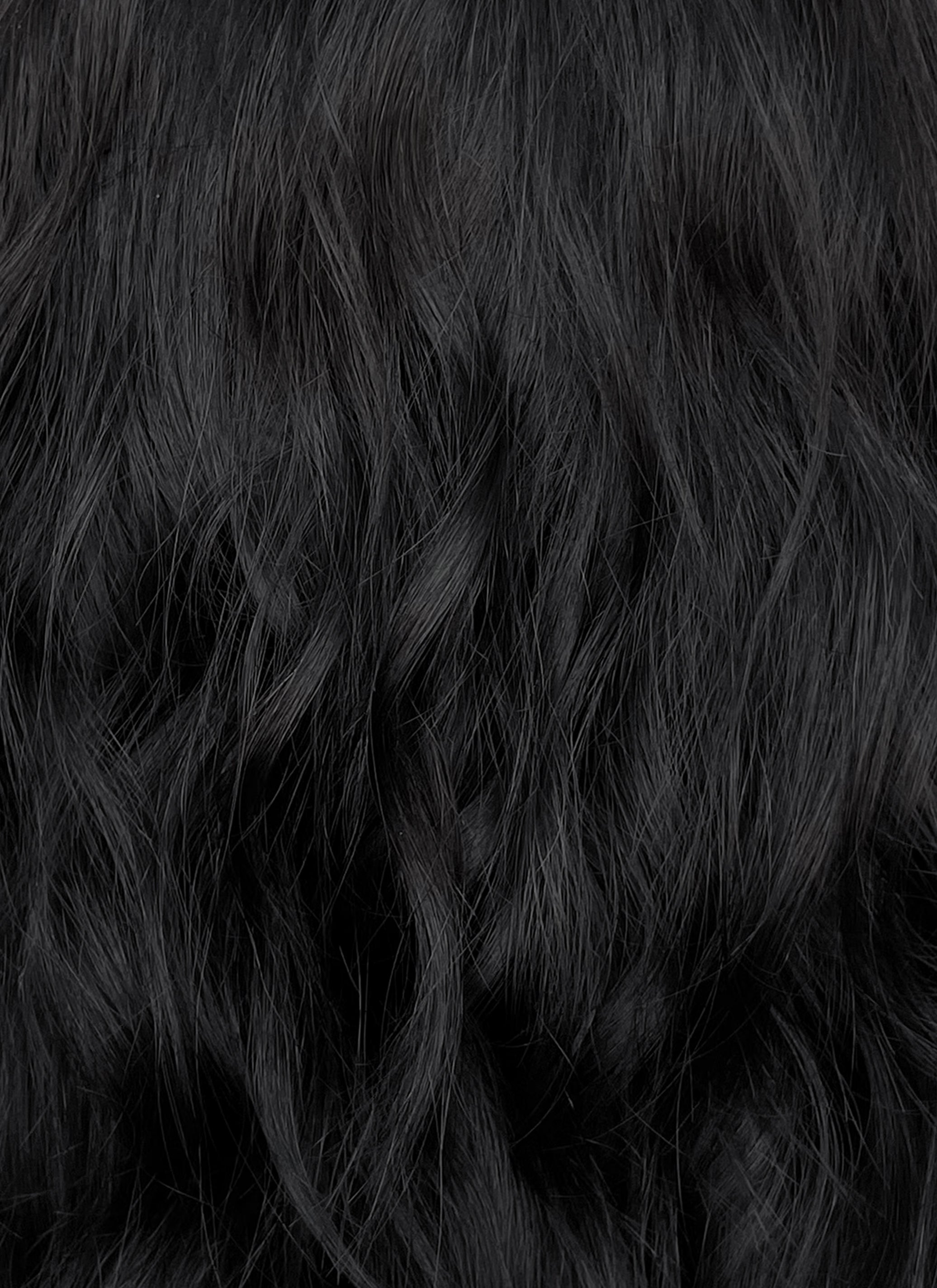 16" Medium Wavy Jet Black Lace Front Natural Hair Wig HHA005