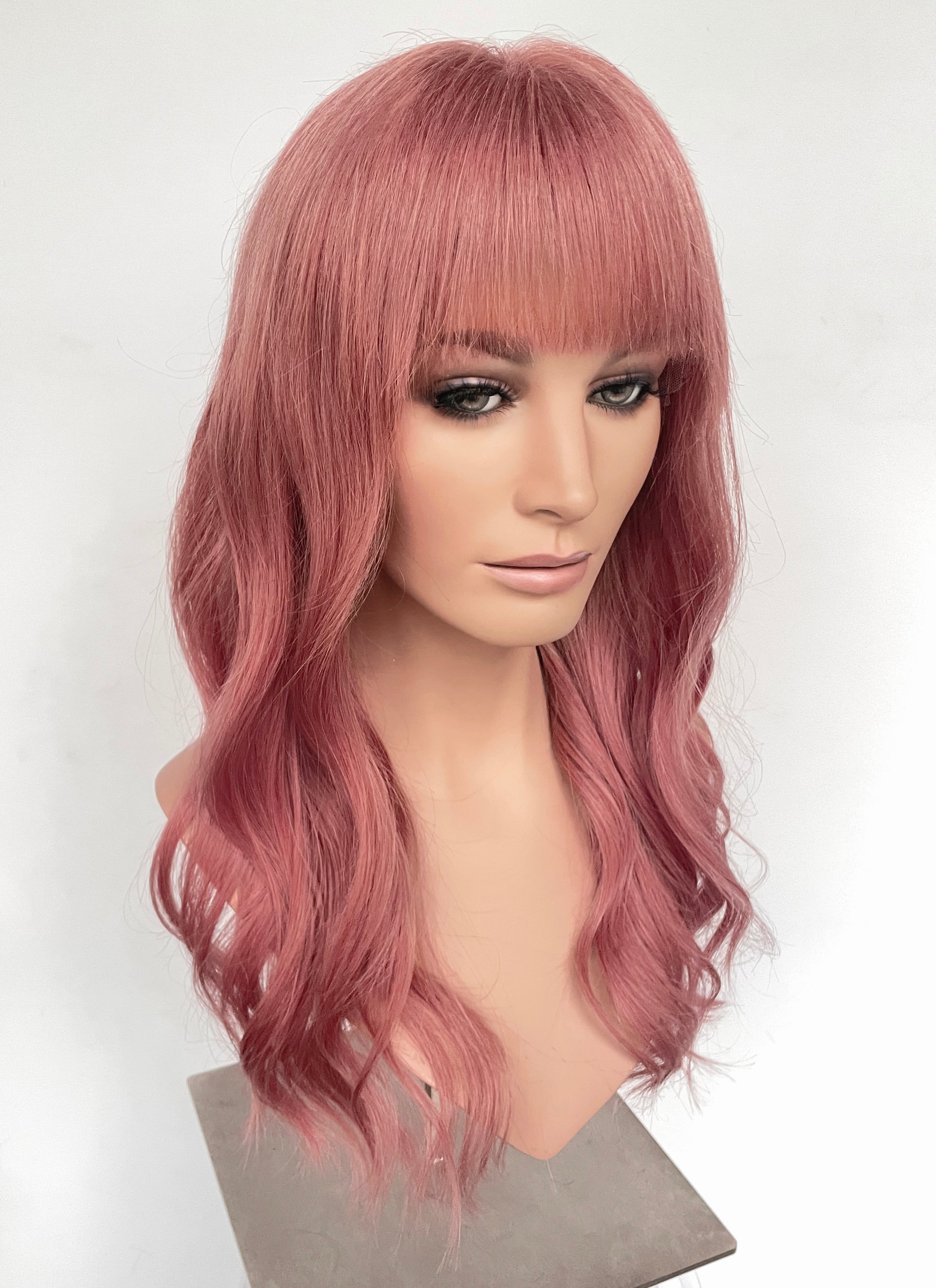 Rosine| Long Wavy Soft Terracotta Pink Lace Front Natural Hair Wig