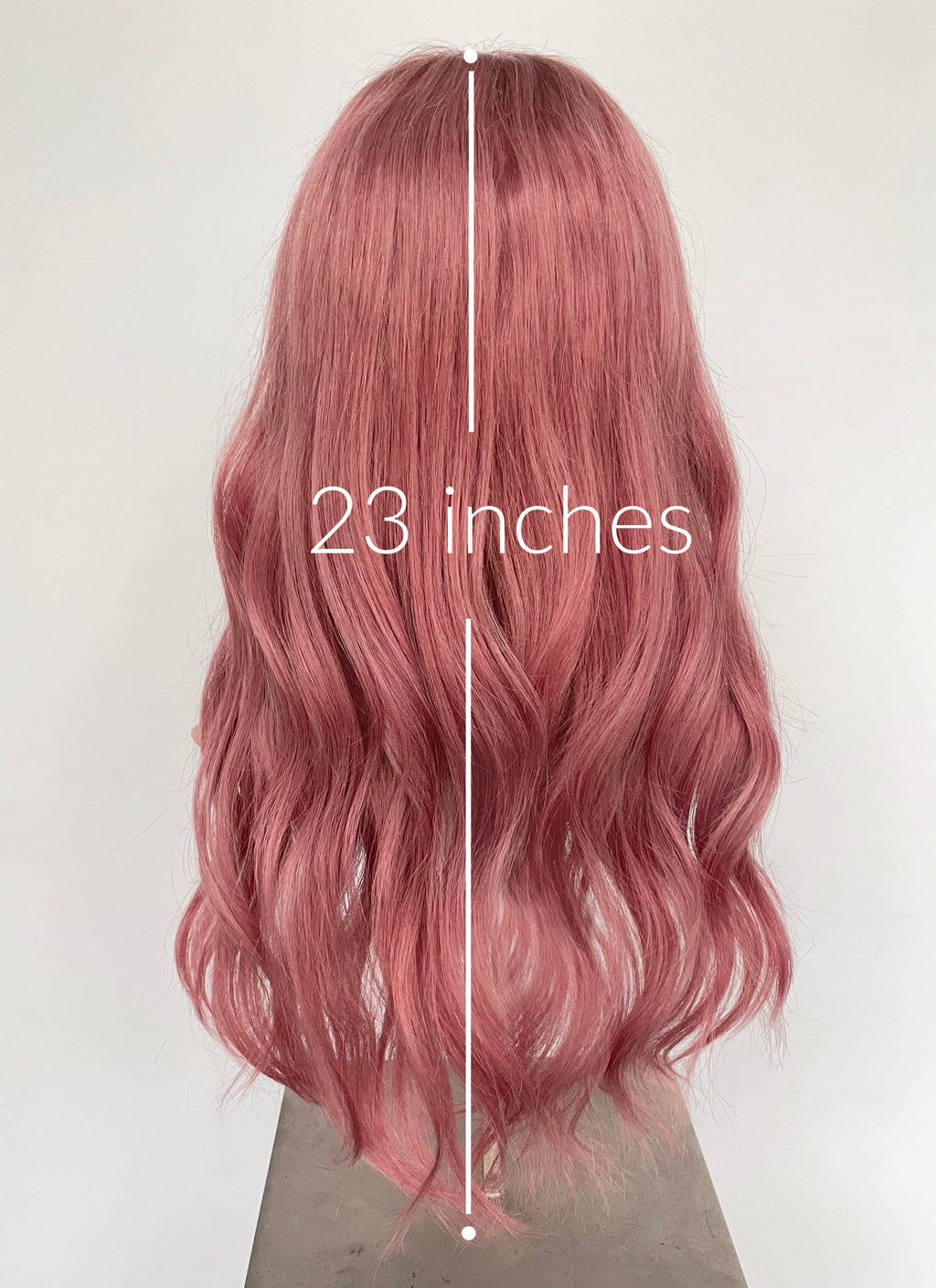 23" Long Wavy Soft Terracotta Pink Lace Front Natural Hair Wig HHA006