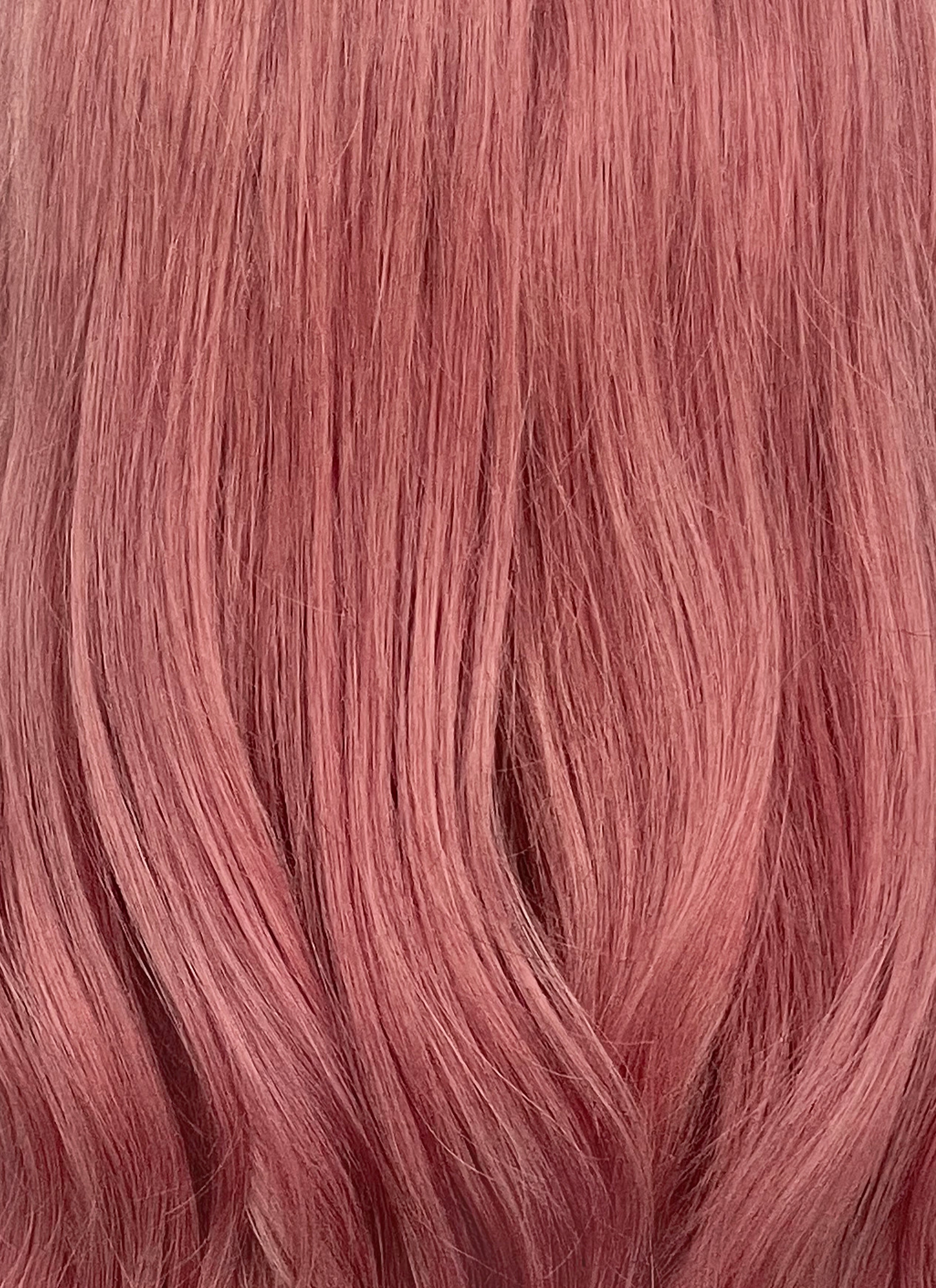 23" Long Wavy Soft Terracotta Pink Lace Front Natural Hair Wig HHA006