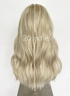 22" Long Wavy Ash Blonde Lace Front Natural Hair Wig HHA007
