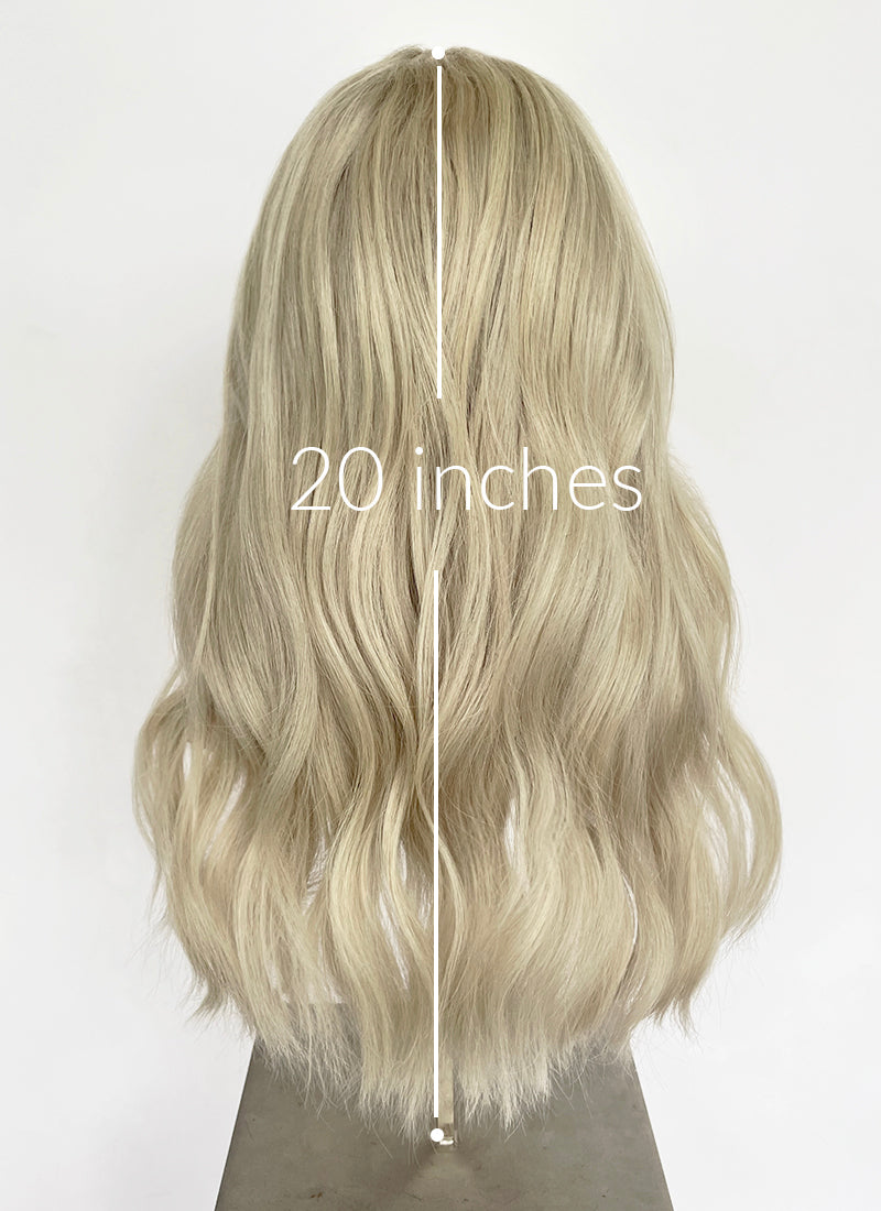 22" Long Wavy Ash Blonde Lace Front Natural Hair Wig HHA007