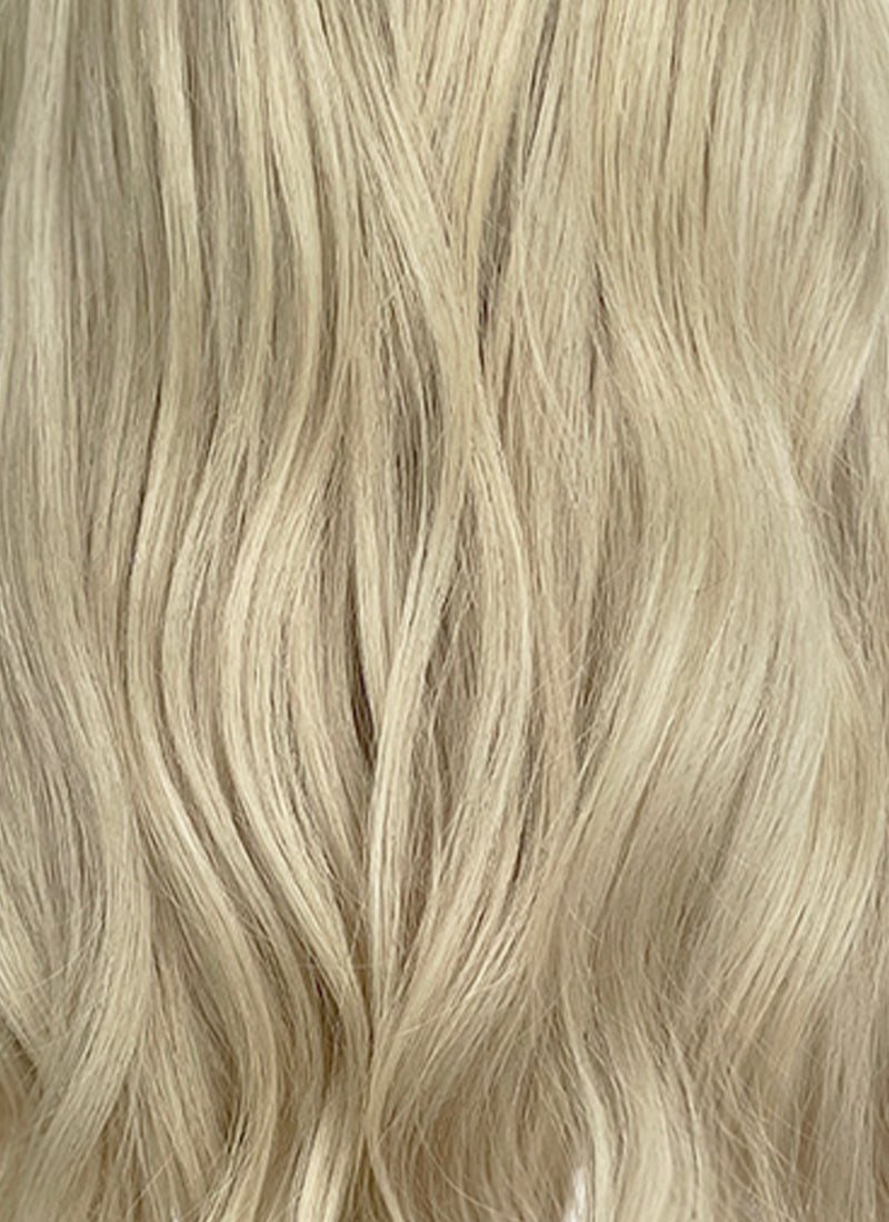 22" Long Wavy Ash Blonde Lace Front Natural Hair Wig HHA007
