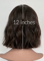 12" Medium Wavy Natural Black Lace Front Natural Hair Wig HHA008