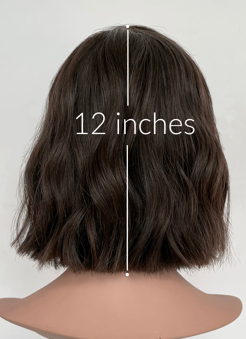 12" Medium Wavy Natural Black Lace Front Natural Hair Wig HHA008